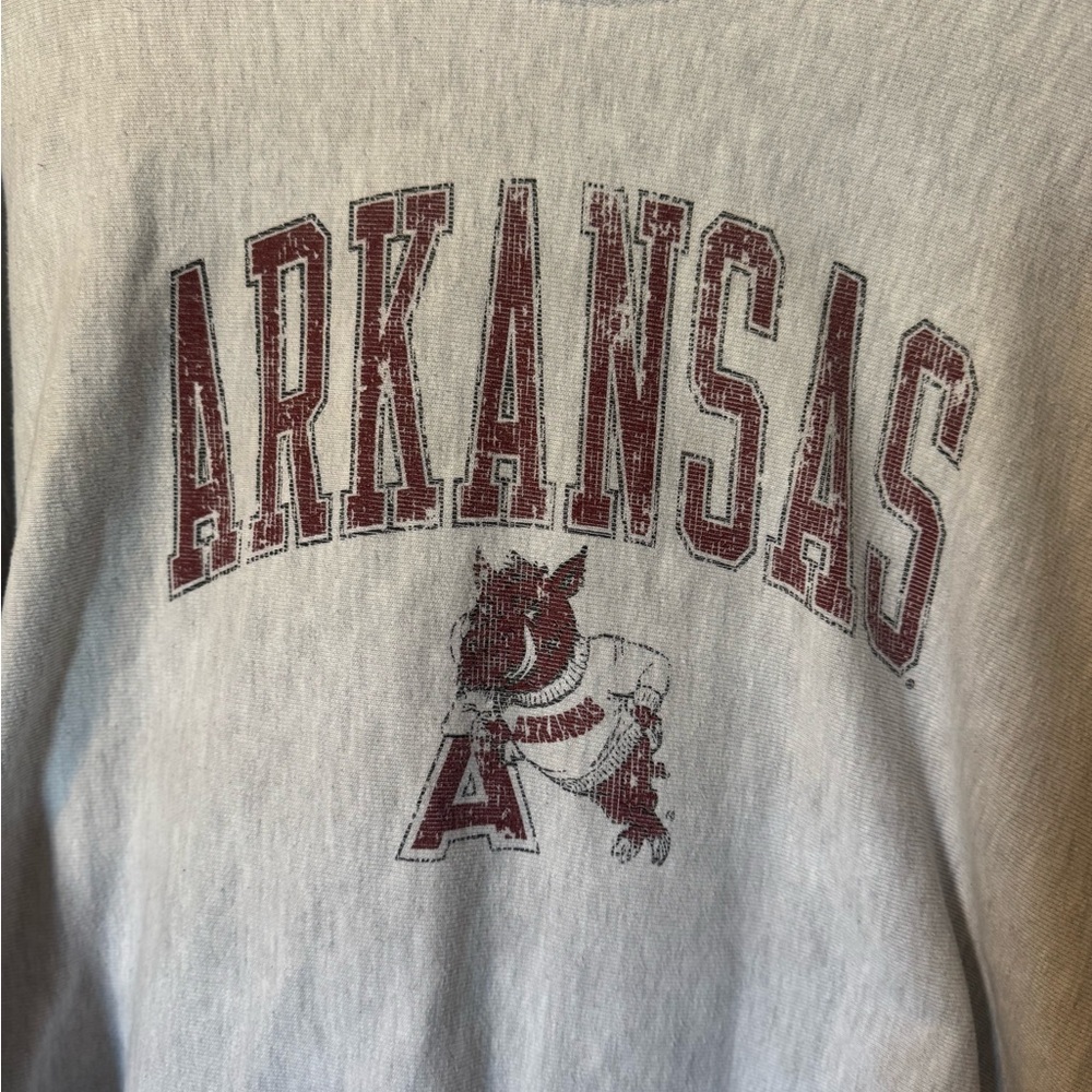 Champion Reverse Weave Arkansas Gray and Red Sweatshirt